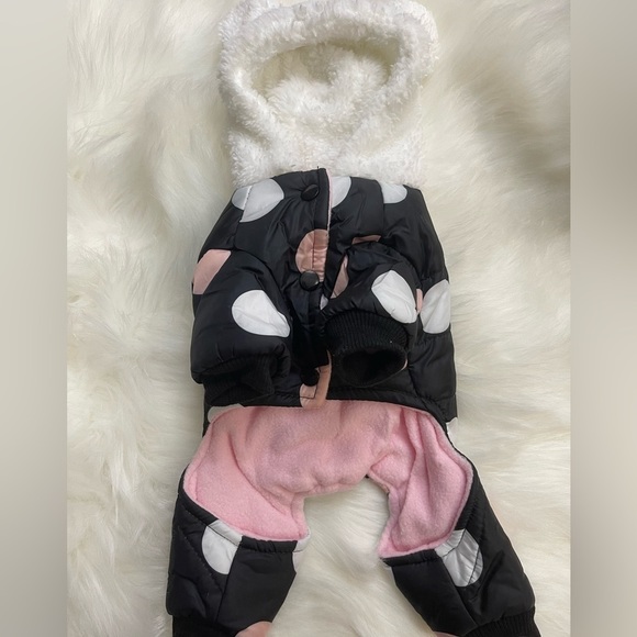 New!! Tiny Dog Outfit Black with Pink and White Polka Dots - Picture 3 of 5